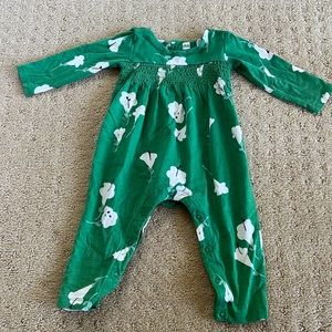 Tea baby girl long pant and sleeve green floral romper